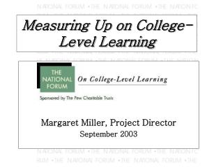 Measuring Up on College-Level Learning