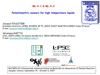 Potentiometric sensors for high temperature liquids