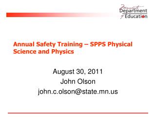 Annual Safety Training – SPPS Physical Science and Physics
