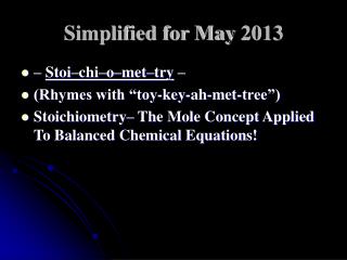 Simplified for May 2013