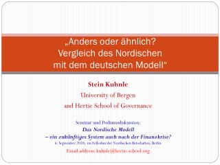 „Anders oder ähnlich? Vergleich des Nordischen mit dem deutschen Modell“