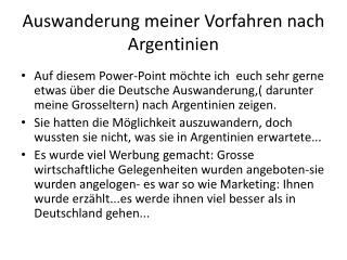 Auswanderung meiner Vorfahren nach Argentinien