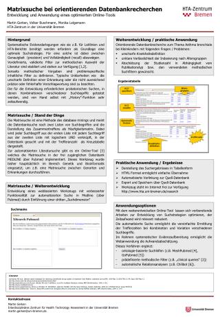 Matrixsuche bei orientierenden Datenbankrecherchen Entwicklung und Anwendung eines optimierten Online-Tools Martin Gerke