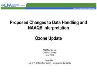 Proposed Changes to Data Handling and NAAQS Interpretation Ozone Update