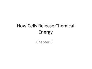 How Cells Release Chemical Energy