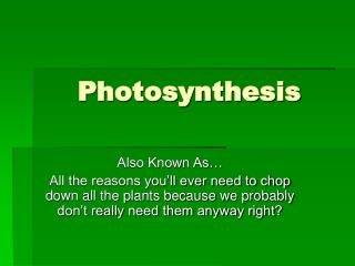 Photosynthesis