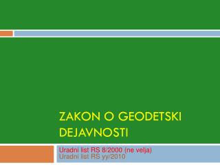 Zakon o geodetski dejavnosti