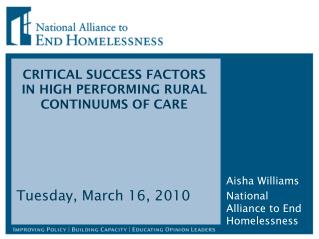 CRITICAL SUCCESS FACTORS IN HIGH PERFORMING RURAL CONTINUUMS OF CARE