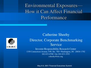 Environmental Exposures—How it Can Affect Financial Performance