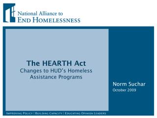 The HEARTH Act Changes to HUD’s Homeless Assistance Programs