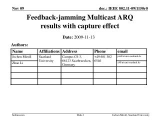 Feedback-jamming Multicast ARQ results with capture effect