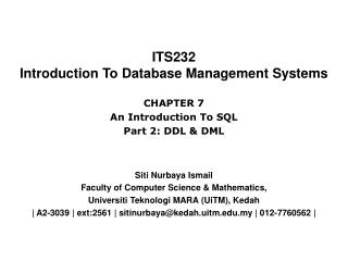 ITS232 Introduction To Database Management Systems