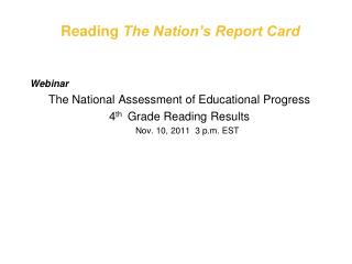 Reading The Nation’s Report Card