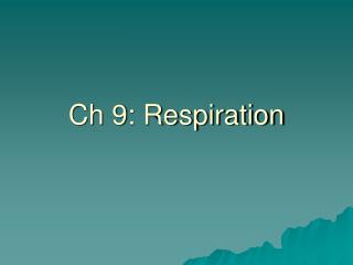 Ch 9: Respiration