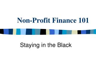 Non-Profit Finance 101