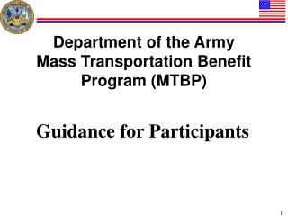 Department of the Army Mass Transportation Benefit Program (MTBP)