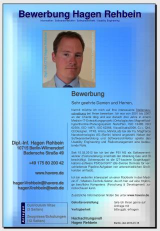 Bewerbung Hagen Rehbein