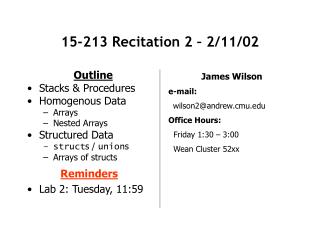 15-213 Recitation 2 – 2/11/02