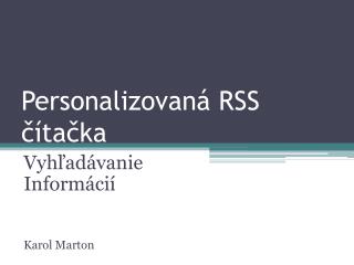 Personalizovaná RSS čítačka