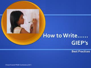 How to Write…… GIEP’s
