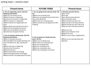 writing topics – practice exam