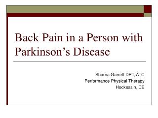 Back Pain in a Person with Parkinson’s Disease