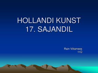 HOLLANDI KUNST 17. SAJANDIL