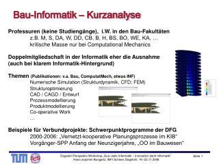 Bau-Informatik – Kurzanalyse