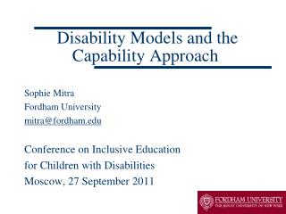 Disability Models and the Capability Approach
