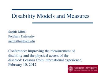 Disability Models and Measures