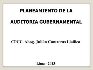 PLANEAMIENTO DE LA AUDITORIA GUBERNAMENTAL