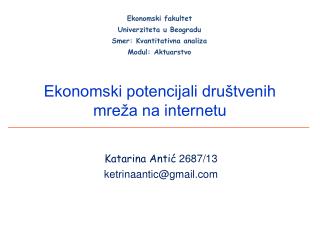 Ekonomski potencijali društvenih mreža na internetu