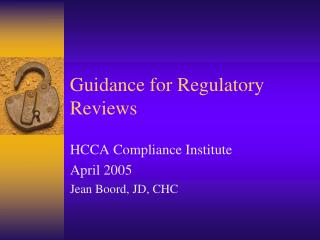 Guidance for Regulatory Reviews