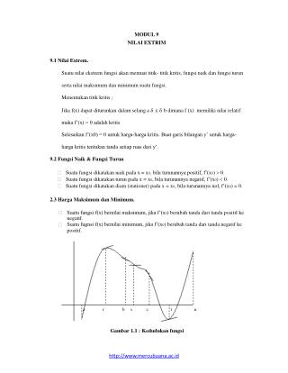 MODUL 9 		NILAI EXTRIM 9.1 Nilai Extrem.