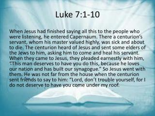 Luke 7:1-10