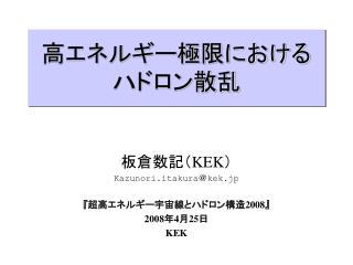 高エネルギー極限における ハドロン散乱