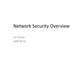 Network Security Overview