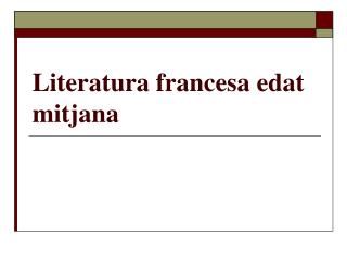 Literatura francesa edat mitjana