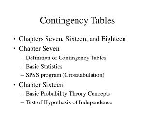 Contingency Tables