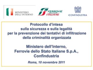 Protocollo d’intesa sulla sicurezza e sulla legalità