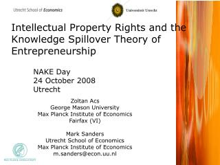 Intellectual Property Rights and the Knowledge Spillover Theory of Entrepreneurship