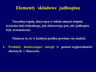 Elementy składowe jadłospisu