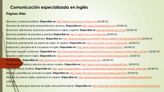 Comunicación especializada en inglés