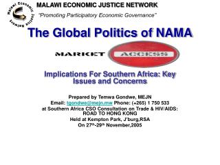 The Global Politics of NAMA