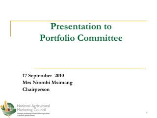 Presentation to Portfolio Committee