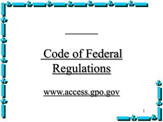 Code of Federal Regulations access.gpo