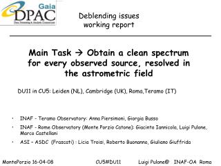 Deblending issues working report