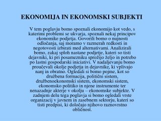 EKONOMIJA IN EKONOMSKI SUBJEKTI