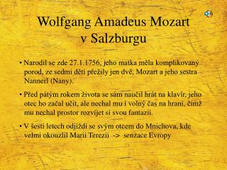 Wolfgang Amadeus Mozart v Salzburgu
