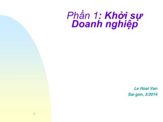 Phần 1 : Khởi sự Doanh nghiệp